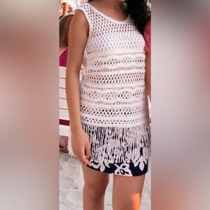 White House Black Market White Crochet Top